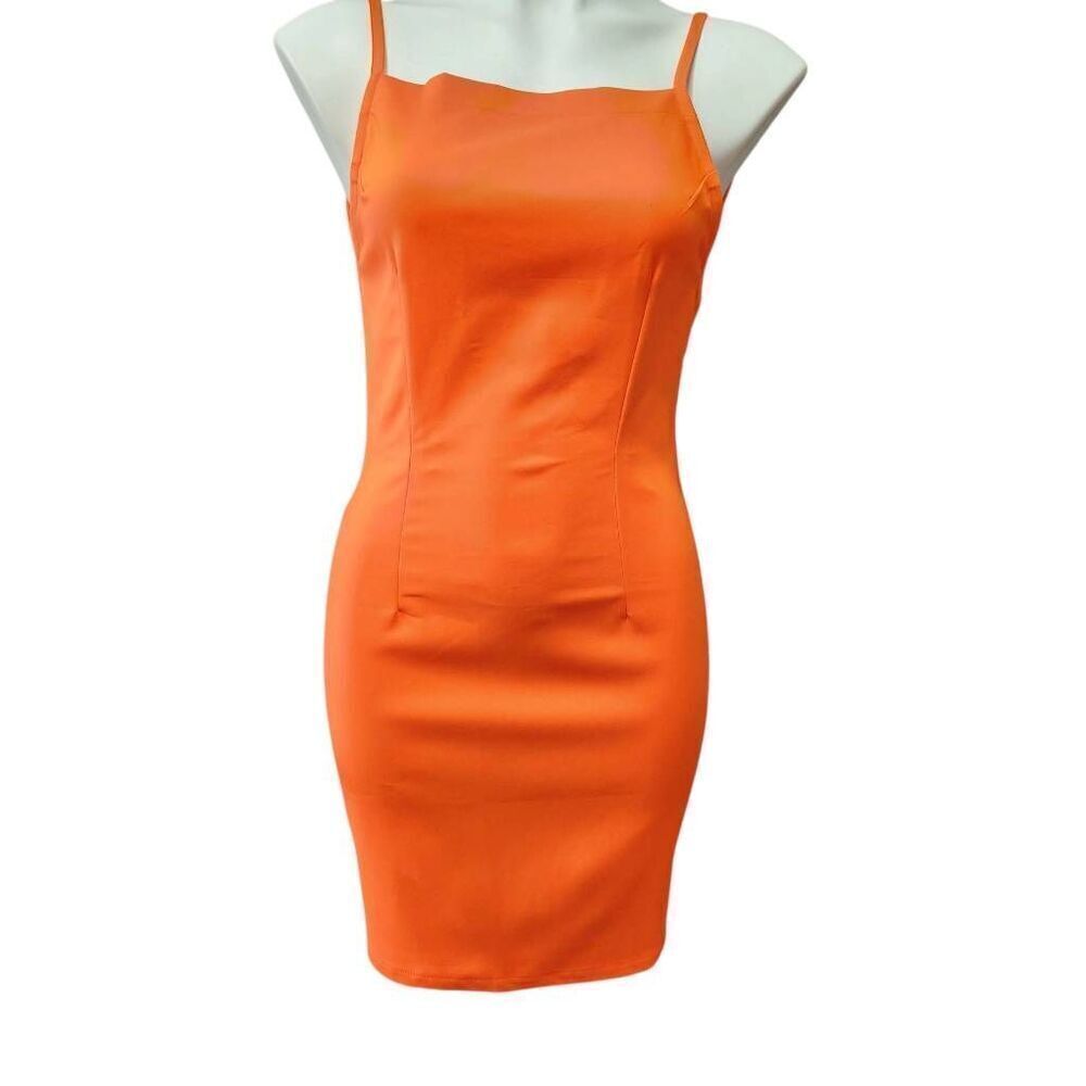 By‎ The Way orange backless dress sundress Bodycon mini size small